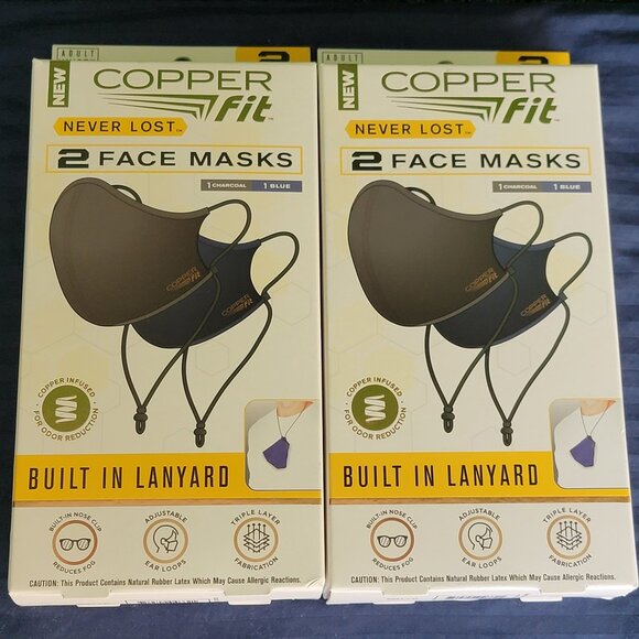 Copper Fit Never Lost Facemasks 2 Boxes 4 Masks Total - Picture 1 of 7